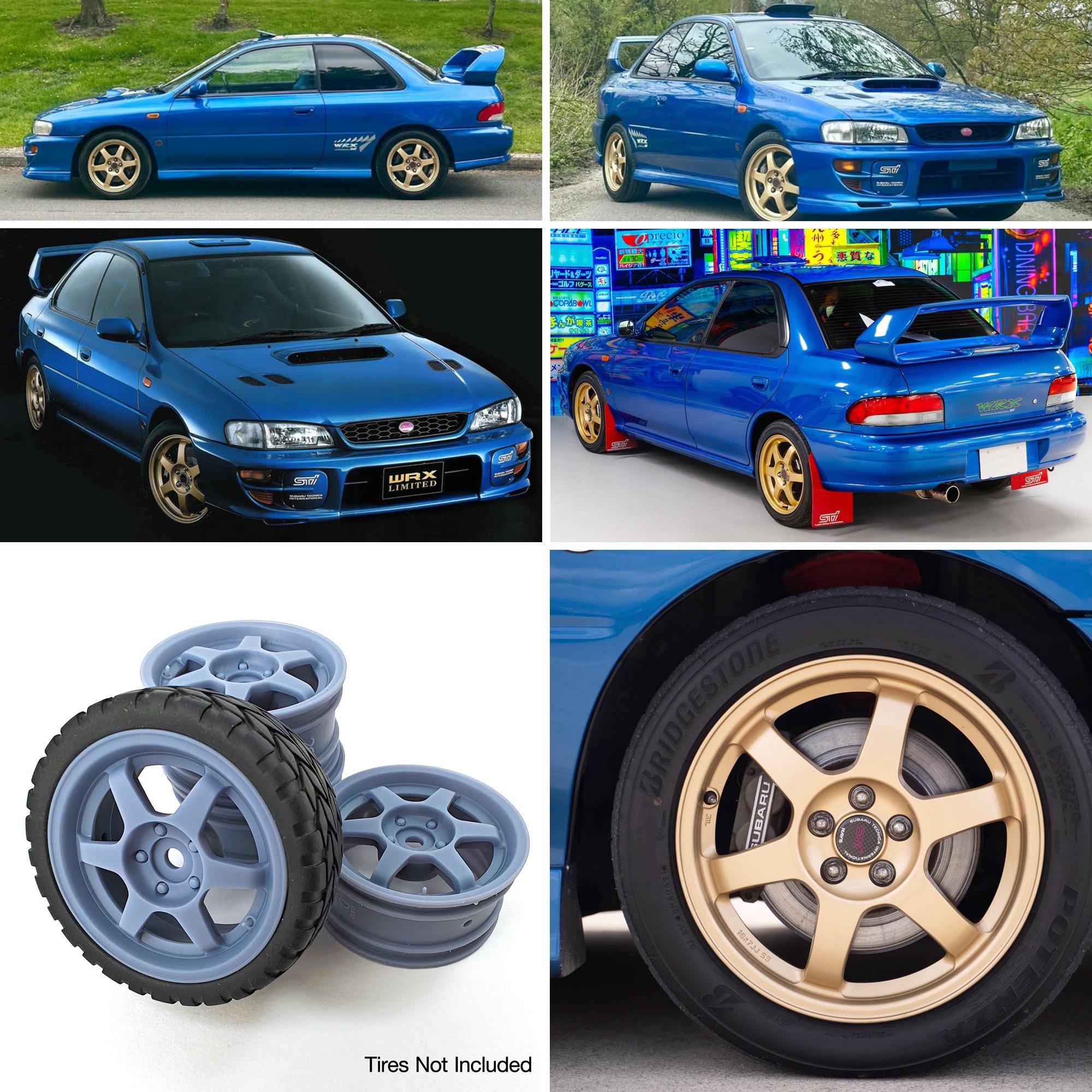 Wrx Rally Rims 1:10 1/10 Rays TE07 RC Car Wheels Rims for Subaru Impreza WRX Sti Rally ...
