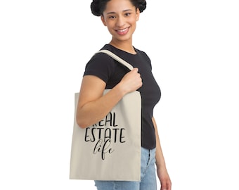 Real Estate Life, Canvas Tote, Reusable Bag, Real Estate Agent, Realtor Shoulder Bag