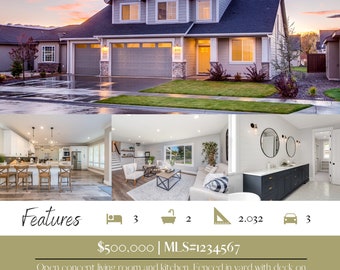 Real Estate Listing Flyer Template with QR Code (Instant Download)
