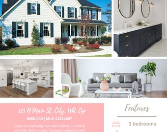 Real Estate Listing Flyer | Real Estate Flyer | Instant Download | Realtor Template | Canva | Just Listed Flyer | Realtor Marketing