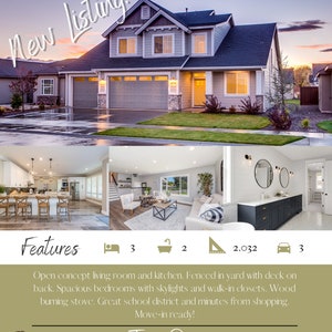 Real Estate Listing Flyer, Instant Download, Real Estate Template, Just Listed Flyer, Realtor Marketing, Real Estate Marketing, QR Code
