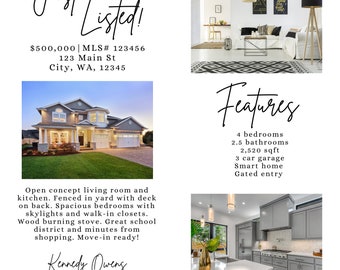 Real Estate Social Media Post, Just Listed Template, Instant Download, Real Estate Template, Realtor Marketing, Real Estate Marketing