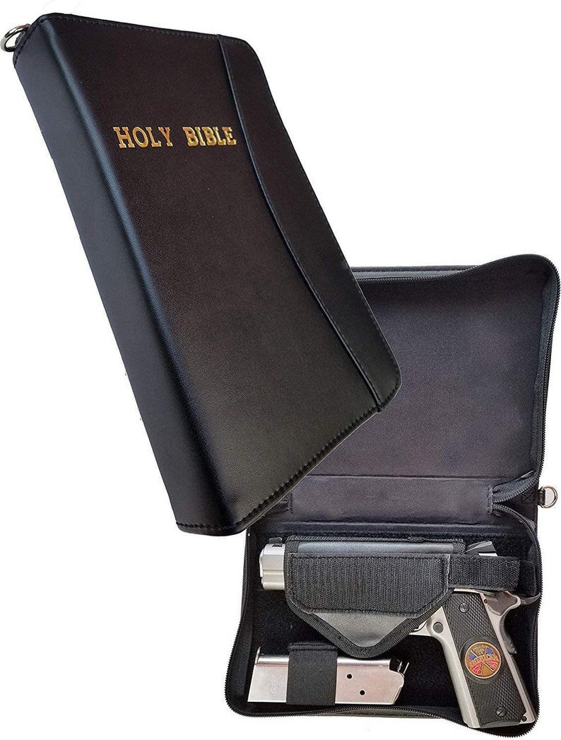 Leather Bible Gun Case for Carry or Storage With Gold Leaf Letters for