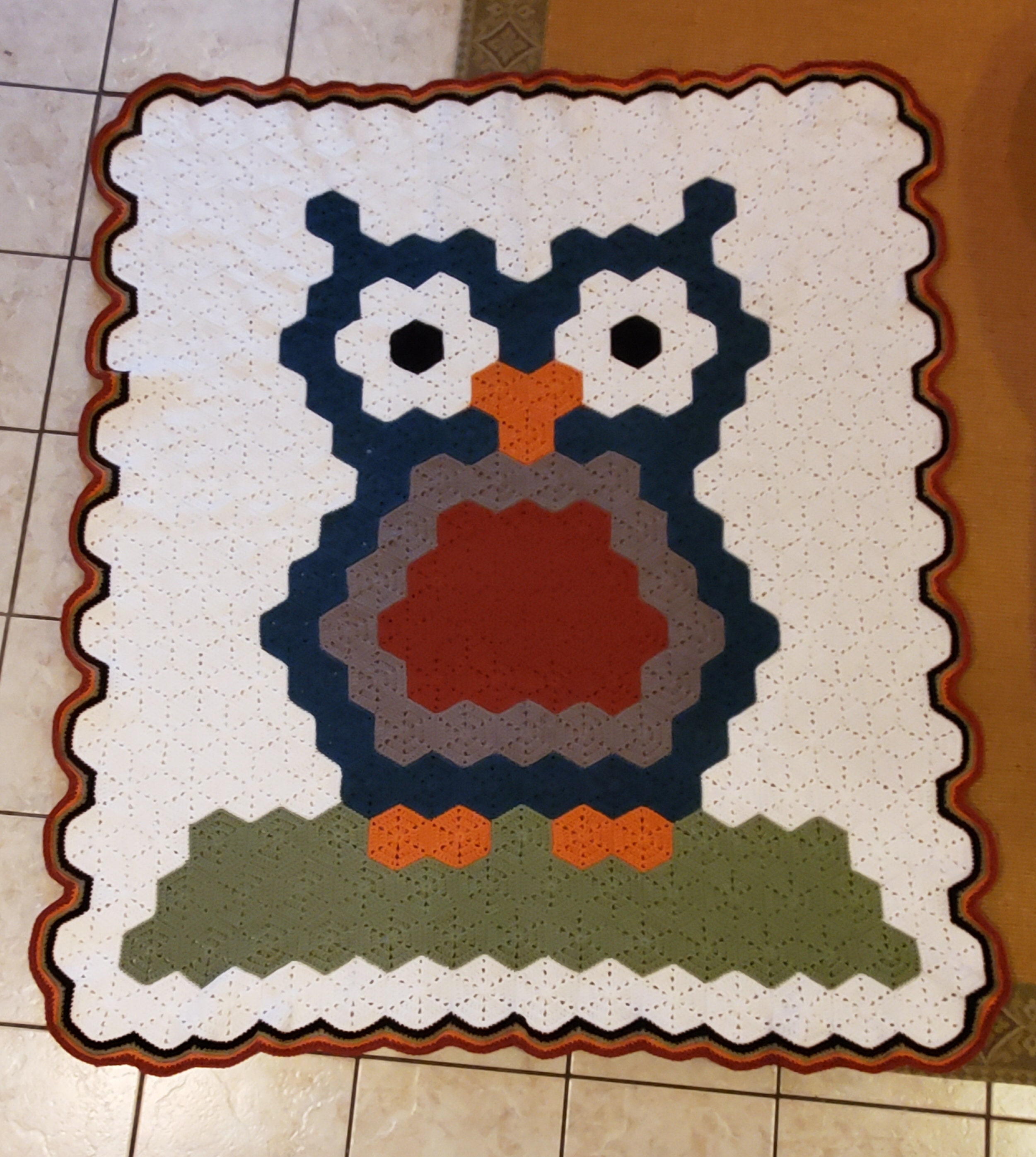 Handmade Crochet Hootie Owl Throw Afghan Blanket