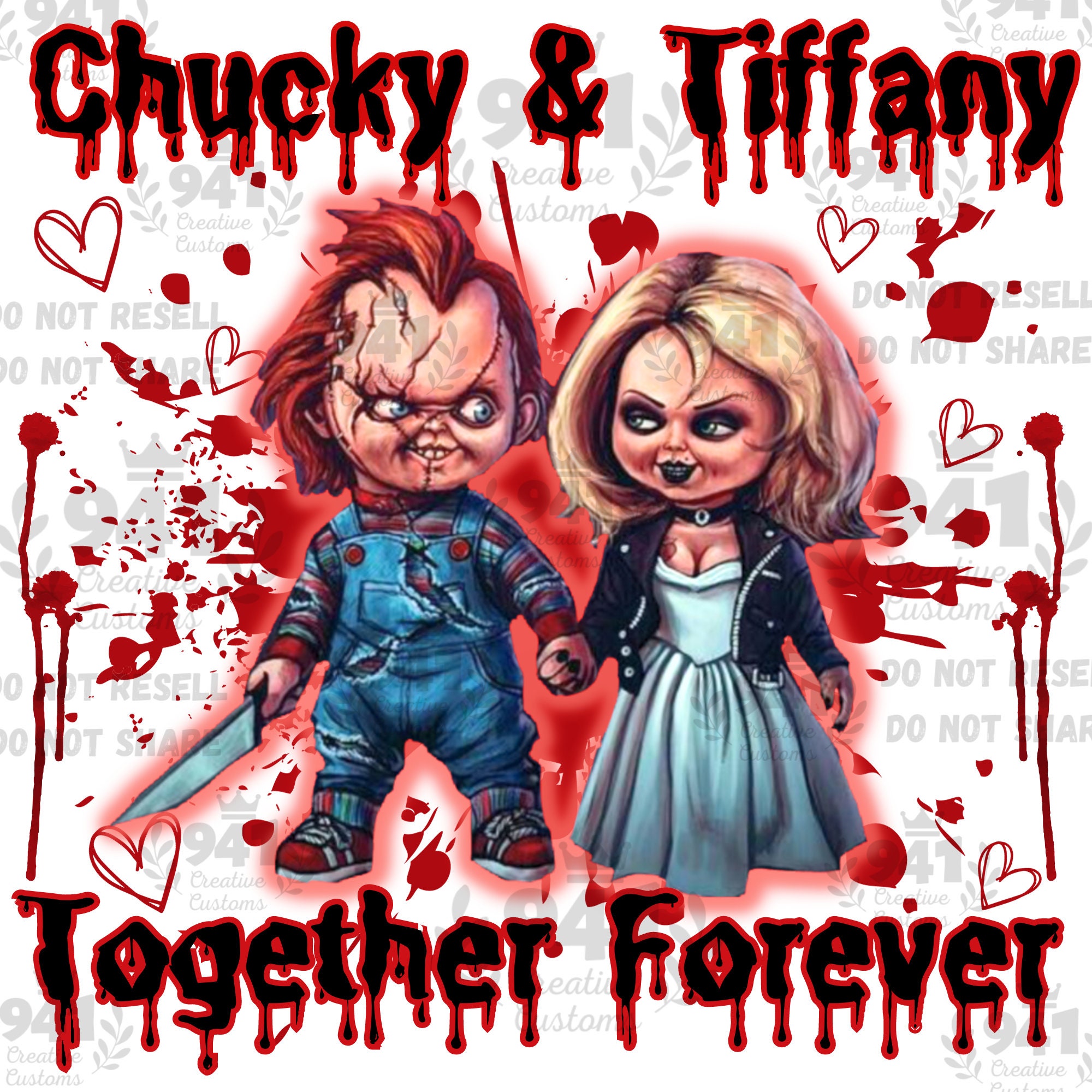 "Chucky & Tiff Forever" Heart Throw Pillow - Officially Licensed Bride Of Chucky Horror Decor