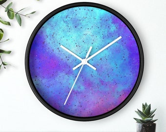 INTERESTPRINT Galaxy Blue Purple Spiral Space Decorative Wall Clock for Wall Decor INTERESTPRINT Galaxy Blue Purple Spiral Space Decorative Wall Clock for Wall Decor