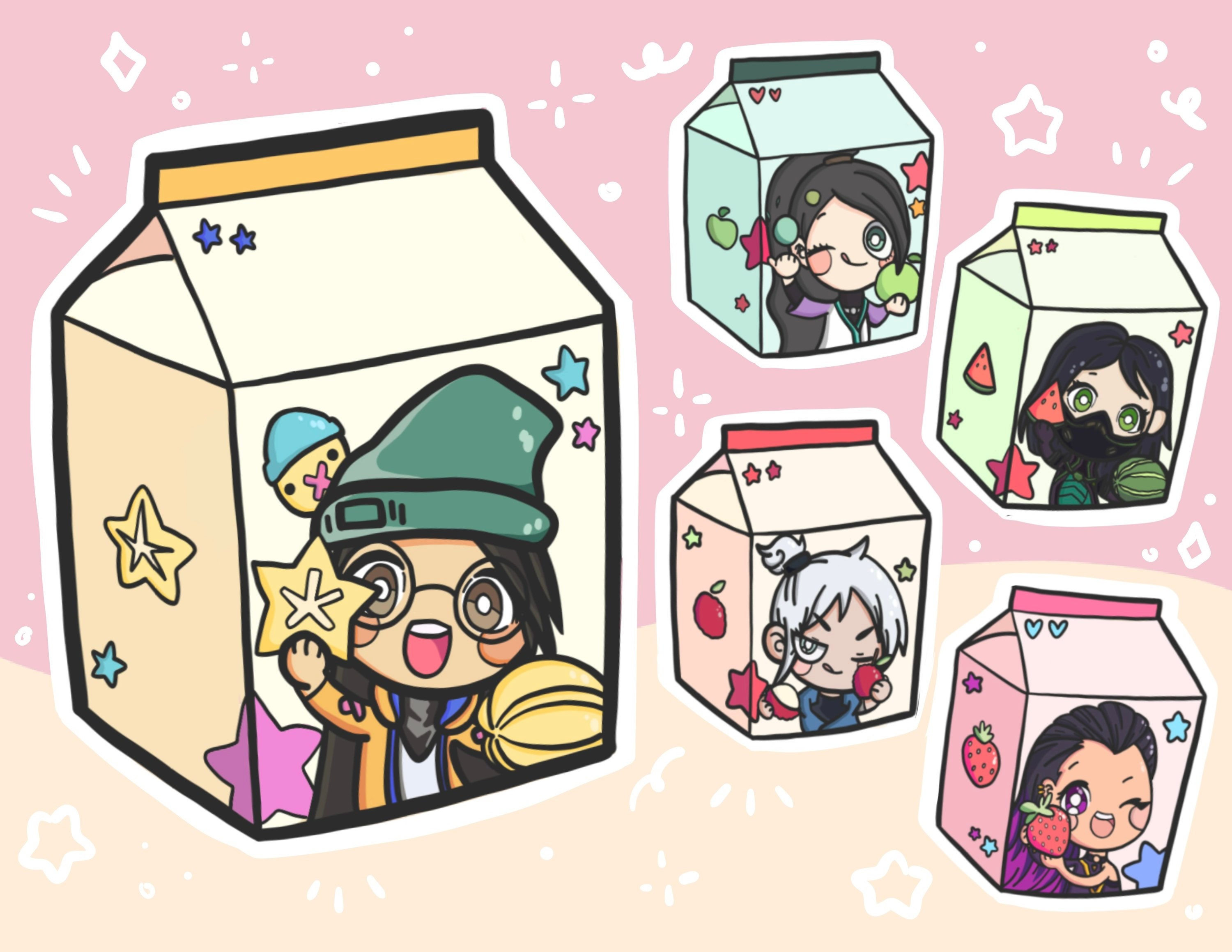 VALORANT Kawaii Stickers Fruit Carton