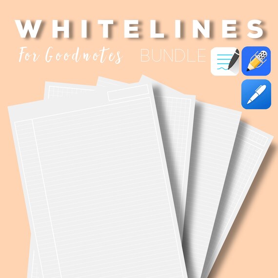 36 Whitelines for Goodnotes, Notability, Noteshelf Templates | A4 Lines & Grid Bundle, Portrait, Grey Paper with White Lines