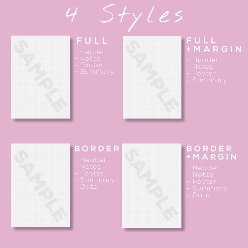 36 Whitelines for Goodnotes, Notability, Noteshelf Templates | A4 Lines & Grid Bundle, Portrait, Grey Paper with White Lines image 2