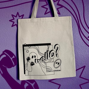 Ghost illustration | cotton & heavy canvas tote bag options | graphic design tote bag | surreal illustration | lorleedesign