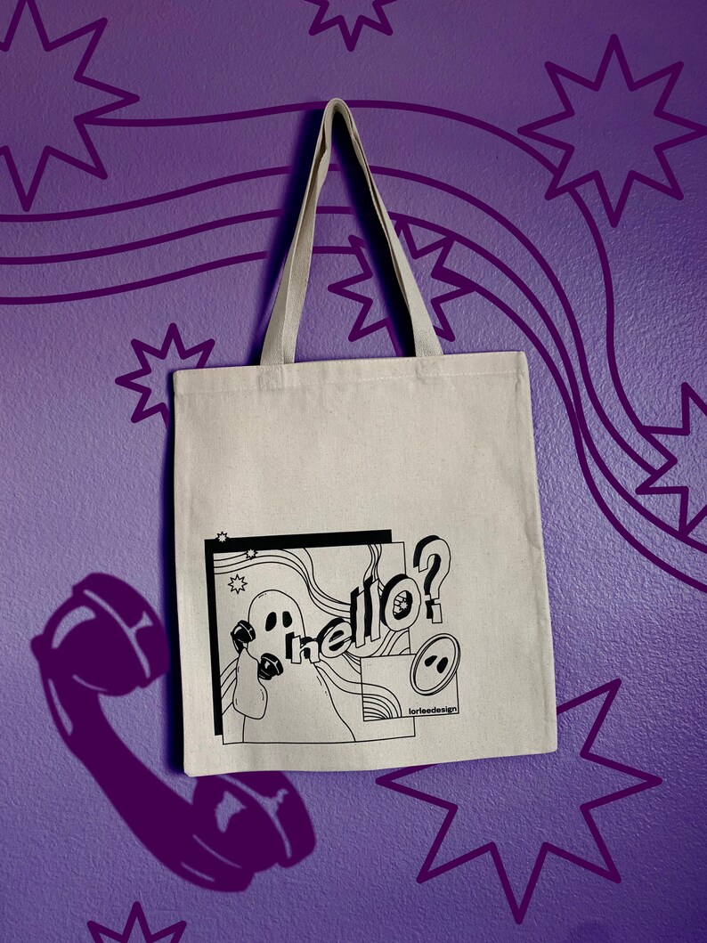 Ghost illustration | cotton & heavy canvas tote bag options | graphic design tote bag | surreal illustration | lorleedesign 