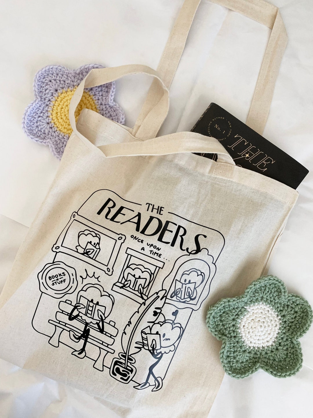 The Readers Cotton & Heavy Canvas Tote Bag Options Library Book Bag