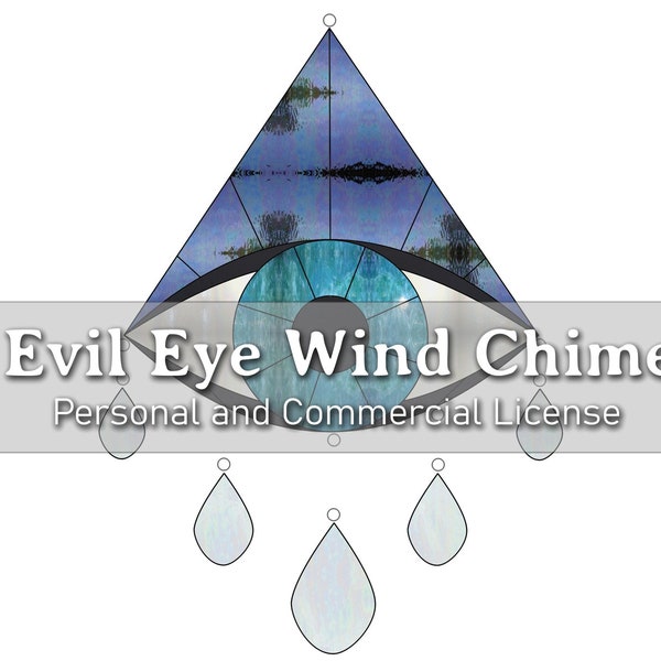 Evil Eye Wind Chime Stained Glass Pattern - Magical Witch Cottagecore - Commercial and Personal License - Digital Download - .PDF and .JPG