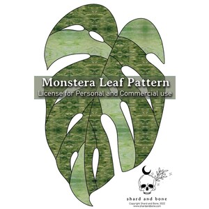 Padrão de vitral Monstera Leaf - Dois tamanhos - Licença comercial e pessoal - Download digital - .PDF e .JPG
