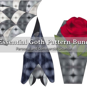 Essential Goth Stained Glass Patterns - Three Patterns in One Bundle - Télécharger pour impression à la maison - Witchy/Goth/Gothic - .PDF, .JPG Inclus
