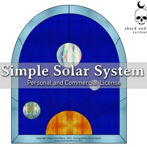 Solar System Stained Glass Pattern - Easy/Simple/Beginner - .PDF and .JPG Included - Personal and Commercial License - Digital Download