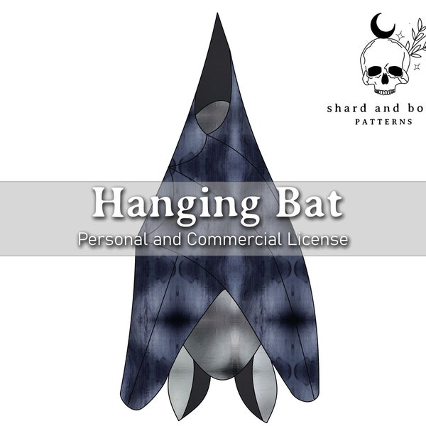 Hanging Bat Stained Glass Pattern - Witchy/Gothic/Alternative - Commercial and Personal License - Digital Download - .PDF and .JPG