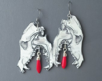 Howling Wolf Handmade Silver Tone Hook Earrings Werewolf Wolf Charm -Mythical WorldGame of Thrones