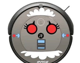 Original Deluxe Rosie The Robot Face Decals for your Robotic Floor Vacuum / Roomba Eufy iRobot Ilife Goovi Bissell Shark Robot Vacuum Decal