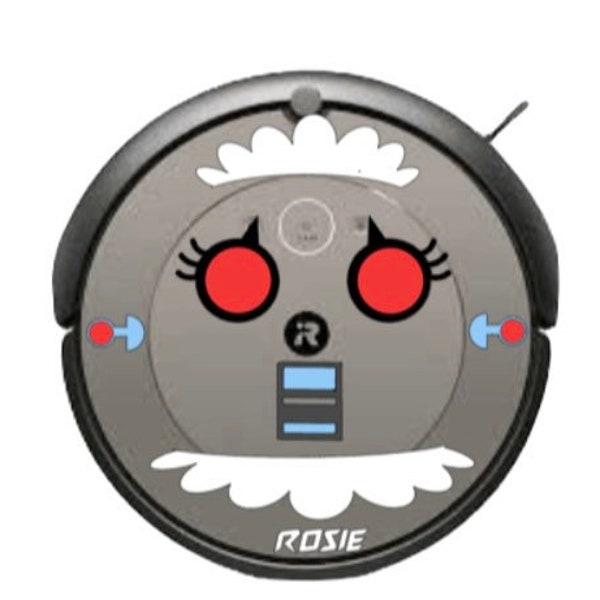 Original Deluxe Rosie The Robot Face Decals for your Robotic Floor Vacuum / Roomba Eufy iRobot Ilife Goovi Bissell Shark Robot Vacuum Decal