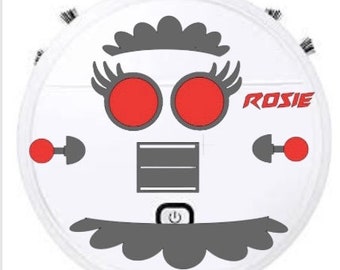 Original Deluxe Rosie The Robot Face Calcomanías para tu Robot Floor Vacuum / Roomba Eufy iRobot Ilife Goovi Bissell Shark Robot Vacuum Decal
