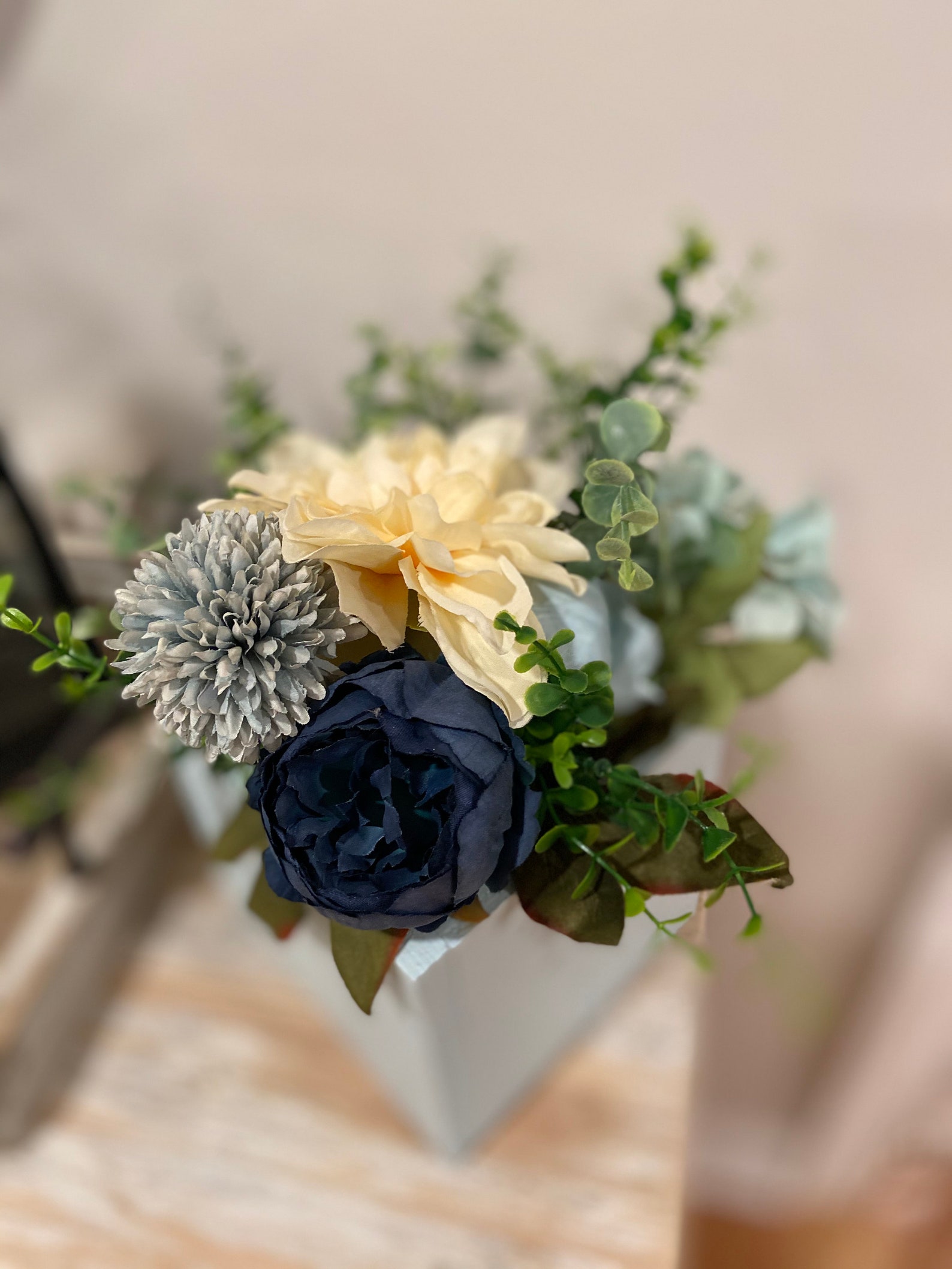 Farmhouse artificial bouquet Shabby chic floral centerpiece Etsy