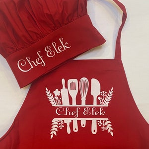 Chef Apron and Chef hat, Personalized Apron, Adult Chef Hat, Baking apron , Custom Chef Apron Chef Hat