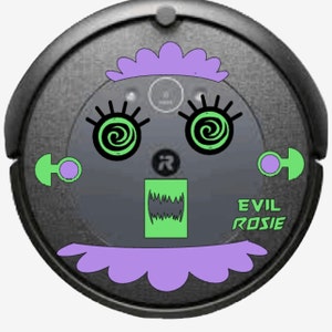 Original Deluxe Rosie The Robot Face Decals for your Robotic Floor Vacuum / Roomba Eufy iRobot Ilife Goovi Bissell Shark Robot Vacuum Decal
