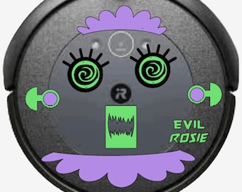Calcomanías originales Deluxe de Rosie The Robot Face para su aspiradora robótica de piso / Roomba Eufy iRobot Ilife Goovi Bissell Shark Robot Vacuum Decal