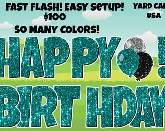 Happy Birthday Fast Sign Set, Multiple Colors, Happy Birthday Yard Sign, Yard Card Supply, Birthday Lawn Sign, Yard Card Wholesale,