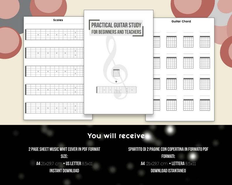 Guitar Printable Pdfs Guitar Chord Tab Music Paper Guitar - Etsy