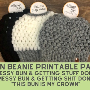 Pacote para impressão de Bun Beanie ~ 3 provérbios diferentes | Exibição de mostra de artesanato | Malha de crochê