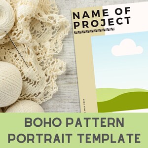 Boho Project Pattern Template for Canva ~ Portrait Orientation | Crochet Knit