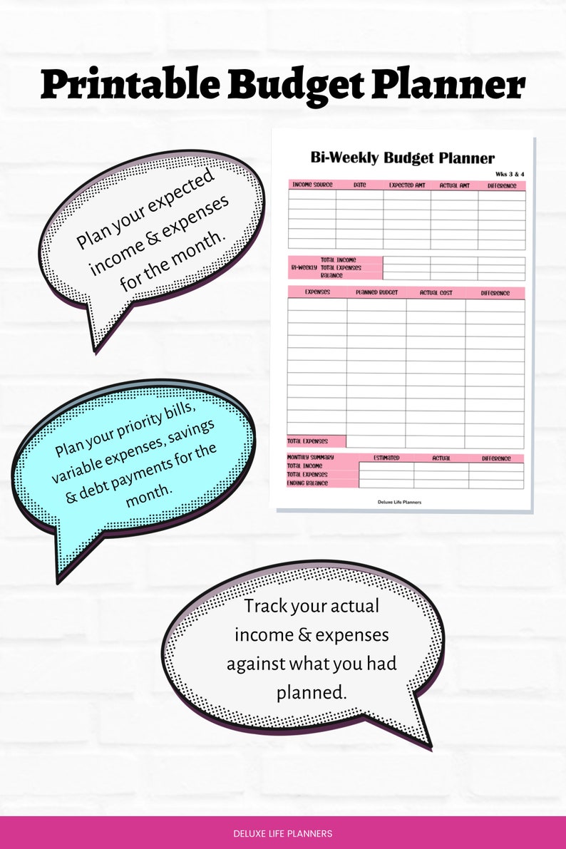 Biweekly Budget Planner Budget Template Budget by Paycheck Etsy UK