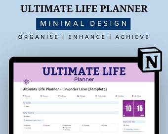 Notion Ultimate Life Planner All in One, Notion Planner Template, Notion Meal Planner, Notion Goal Templates, Notion Finance Tracker