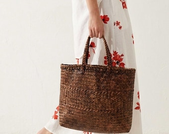 XL Handwoven Seagrass Tote Bag | Extra Large Boho Beach Bag | Shoulder Eco-Friendly Straw Market purse | Summer Travel Picnic Bag