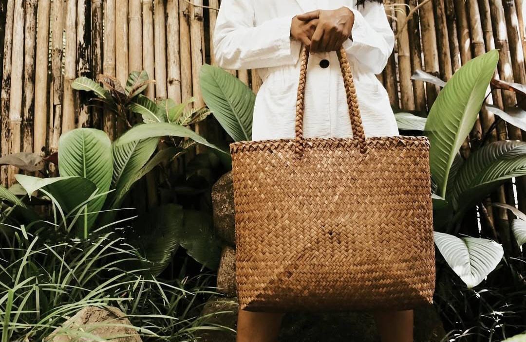 XL Handwoven Seagrass Tote Bag Extra Large Boho Beach Bag