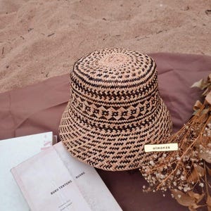Bucket ethnic straw hat | gardening hat | straw hat unisex | Handwoven hat | Headwear | Cultural Apparel | Unique Headwear | visor