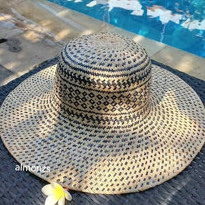 Borneo classic rattan hat, ethnic straw hat, Boater hat, Beach hat, Bali hat, palm hat, brim hat