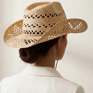 Women’s Raffia Cowboy Hat | Bohemian Western Straw Hat | Beach, Rodeo & Bachelorette Style