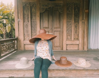Borneo oversized Straw Hat, Boho large brim sun hat, Woman handwoven hat