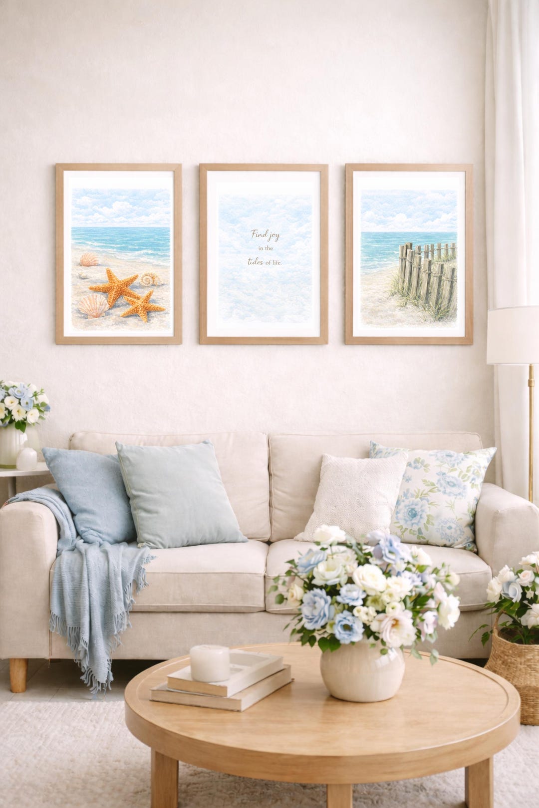 Coastal Beach Wall Art Print Set - Etsy