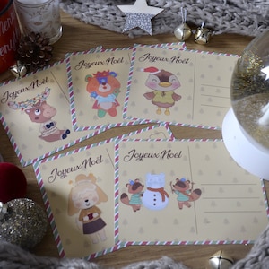 Carte de voeux Noël Animal Crossing : Nook, Marie, Molly, Abraham, Miro