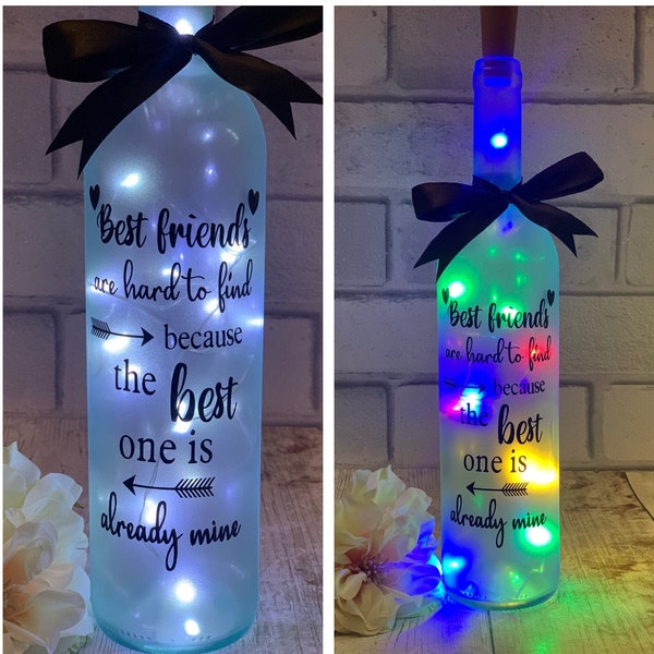 Best friend bottle light, Gift for friends women, Best friend birthday gifts, Presents for friends, Best friends are hard to find, Light up