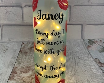 Funny gift for girlfriend, Funny valentines gift, Valentine gift for her, Light up bottle gift, Valentines day decor, Present for girlfriend