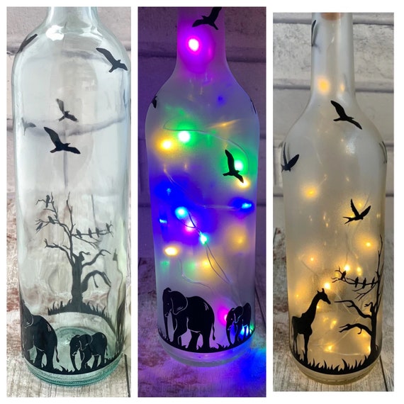 Butterfly Decals 5 different colours printed on clear Vinyl glass wine  bottles