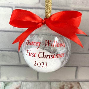 Personalised 1st Christmas bauble, Babys first Christmas decoration, Baby bauble, First Xmas bauble, Baby&#39;s first Christmas bauble