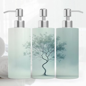 Tree bathroom soap dispenser, Sublimation lotion pump, Instant digital download png, Ceramic bottle wrap, Kitchen liquid hand wash dispenser