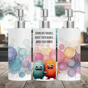Germ Design Seifenspender png, Kinder Sublimations Handseife Flasche, Kinder Badezimmer Handwäsche, lustiges Keim Zitat digitaler Download, Badezimmer
