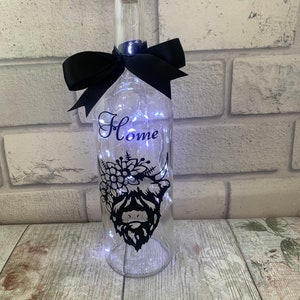 Highland cow light, Personalised light up bottle, Highland cow home decor, Highland cow gifts for women, Farmhouse table lamp, Highland coo image 4